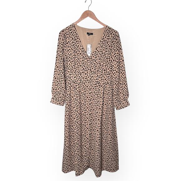 New $150 JCREW Button Front Midi Dress A-Line Leopard Brunch Party Sundress - Picture 10 of 13